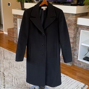 Preston & York black wool trench coat